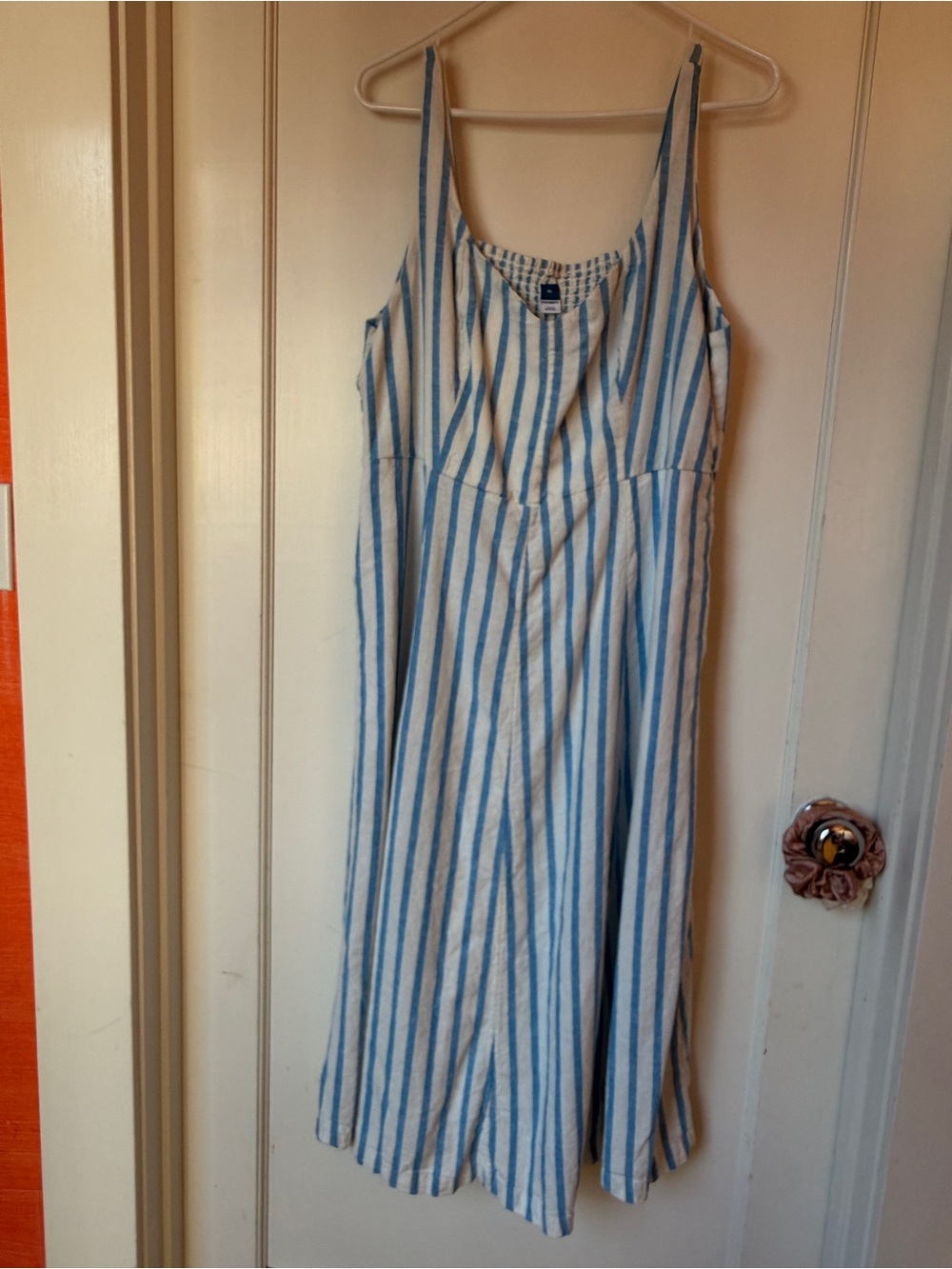 Fit & Flare Sleeveless Linen-Blend Midi Dress